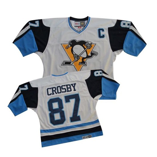 Sidney Crosby Pittsburgh Penguins CCM Authentic White/Blue Throwback